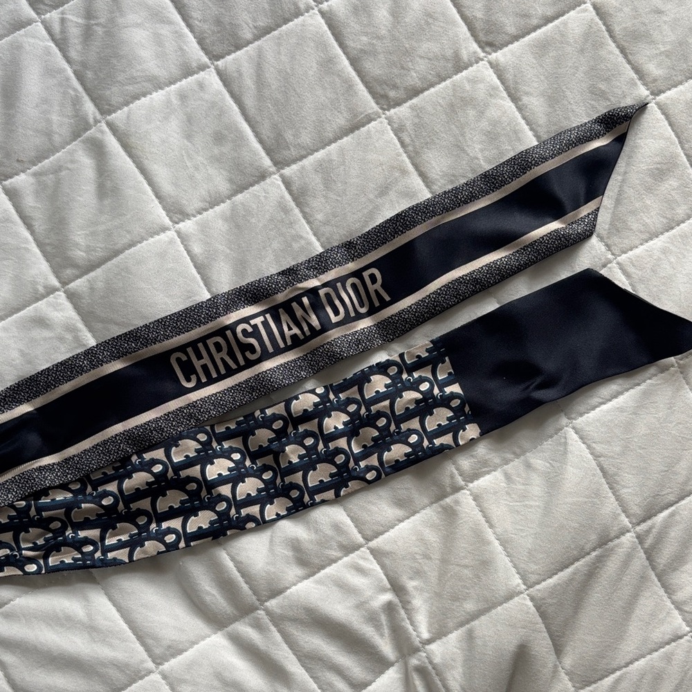 Dior Silk Scarf in Navy and Cream